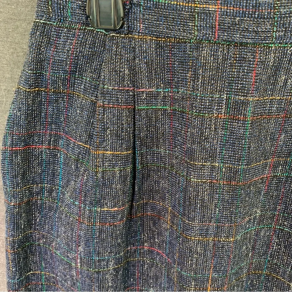 Vintage Classic Navy Tweed Pencil Skirt Women's Size 12 Made in USA 70s 80s Wool